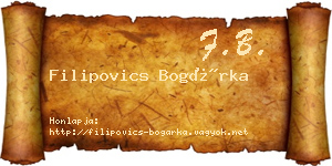 Filipovics Bogárka névjegykártya